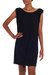 Cotton shift dress, 'Black Ocean' - 100% Cotton Black Sleeveless Shift Dress from Indonesia (image 2d) thumbail