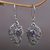 Amethyst dangle earrings, 'Proud Swans' - Handcrafted Balinese Silver and Amethyst Swan Earrings thumbail