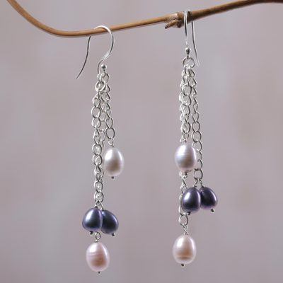 Cultured pearl waterfall earrings, Holy Droplets