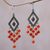 Gold accent carnelian chandelier earrings, 'Galungan Rhombus' - Gold Accent Carnelian Chandelier Earrings from Indonesia thumbail