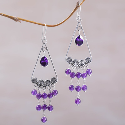Amethyst chandelier earrings, Nyepi Night