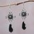 Onyx dangle earrings, 'Black Bali Drops' - Sterling Silver and Black Onyx Handcrafted Dangle Earrings thumbail