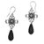 Onyx dangle earrings, 'Black Bali Drops' - Sterling Silver and Black Onyx Handcrafted Dangle Earrings (image 2a) thumbail