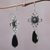 Onyx dangle earrings, 'Black Bali Drops' - Sterling Silver and Black Onyx Handcrafted Dangle Earrings (image 2b) thumbail