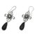 Onyx dangle earrings, 'Black Bali Drops' - Sterling Silver and Black Onyx Handcrafted Dangle Earrings (image 2c) thumbail