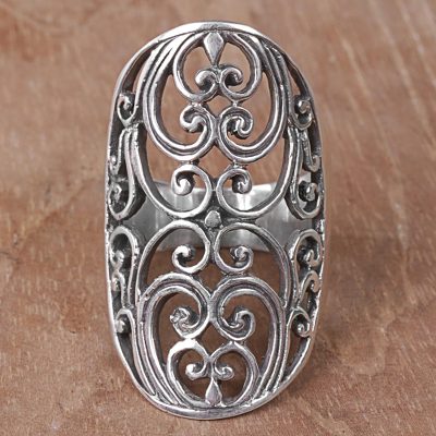 Sterling silver cocktail ring, Sylvan Shield