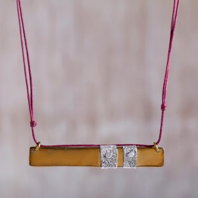 Sterling silver accent brass pendant necklace, Island Journey