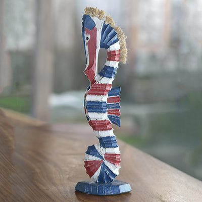 Wood statuette, Colorful Seahorse
