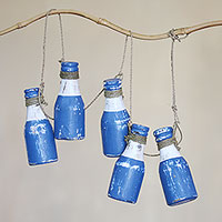 Wood hanging accessory Blue Bottles Indonesia