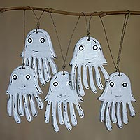 Wood hanging accessory White Jellyfish Indonesia