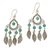 Agate chandelier earrings, 'Garden Leaves' - Sterling Silver and Agate Leaf Chandelier Earrings from Bali (image 2c) thumbail