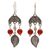 Carnelian and cultured pearl chandelier earrings, 'Patio Leaves' - Carnelian and Cultured Pearl Leaf Earrings by Bali Artisans (image 2a) thumbail