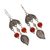 Carnelian and cultured pearl chandelier earrings, 'Patio Leaves' - Carnelian and Cultured Pearl Leaf Earrings by Bali Artisans (image 2b) thumbail