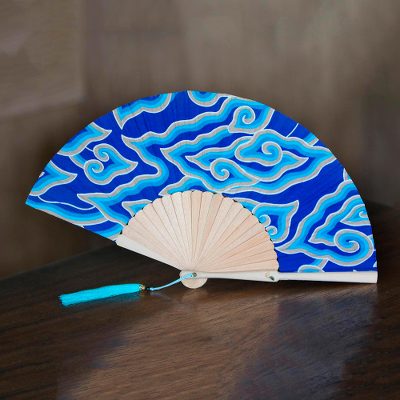 Batik cotton fan, Reflecting Pool Clouds