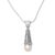 Cultured pearl pendant necklace, 'Dropping Spirals' - Cultured Pearl and Sterling Silver Balinese Pendant Necklace (image 2a) thumbail