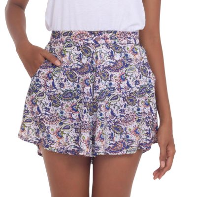 Rayon shorts, 'Pretty in Paisley' - Handmade Rayon Shorts with Paisley Motif from Indonesia