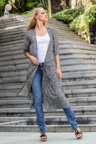 Three-quarter sleeve rayon kimono jacket, Weekend Getaway