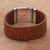 Leather wristband, 'Brown Bali Weave' - Balinese Brown Leather Wristband Bracelet with Silver 925 thumbail