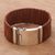 Leather wristband, 'Brown Bali Weave' - Balinese Brown Leather Wristband Bracelet with Silver 925 (image 2b) thumbail
