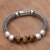 Tiger's eye beaded chain bracelet, 'Bold Elegance' - Tiger's Eye and Sterling Silver Beaded Chain Bracelet thumbail