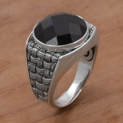Mens onyx cocktail ring, Bold and Dark
