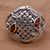 Men's garnet ring, 'Bold Bamboo' - Garnet and 925 Sterling Silver Men's Ring from Bali thumbail