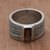 Smoky quartz band ring, 'Wooded Landscape' - Smoky Quartz and Sterling Silver Band Ring from India thumbail