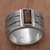 Smoky quartz band ring, 'Wooded Landscape' - Smoky Quartz and Sterling Silver Band Ring from India (image 2b) thumbail