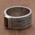 Smoky quartz band ring, 'Wooded Landscape' - Smoky Quartz and Sterling Silver Band Ring from India (image 2c) thumbail