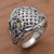 Men's peridot ring, 'Bold Bamboo' - Peridot and Sterling Silver Men's Ring from Bali thumbail