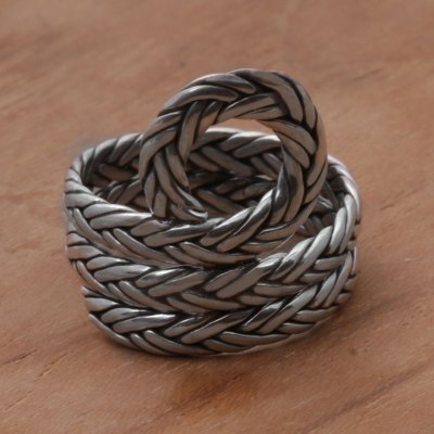 Sterling Silver Rope Motif Cocktail Ring from Bali