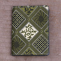 Batik cotton and faux leather card holder Olive Garden Indonesia