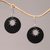 Sterling silver dangle earrings, 'Stellar Night' - Sterling Silver and Lava Stone Circular Earrings from Bali thumbail