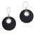 Sterling silver dangle earrings, 'Stellar Night' - Sterling Silver and Lava Stone Circular Earrings from Bali (image 2a) thumbail