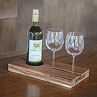 Wood wine tray Evening Reverie Indonesia