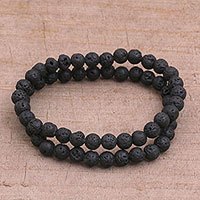 Lava stone beaded stretch bracelets,