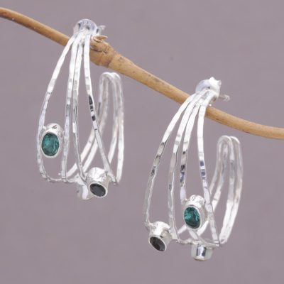 Multi-gemstone half-hoop earrings, Bold Majesty