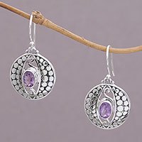 Amethyst dangle earrings- ’Temple Watchers’ (Indonesia) Amethyst dangle earrings- ’Temple Watchers’ (Indonesia)