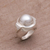 Cultured pearl cocktail ring, 'Radiant Temple' - Cultured Pearl and Sterling Silver Cocktail Ring from Bali thumbail