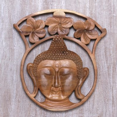 Wood relief panel, Tranquil Buddha