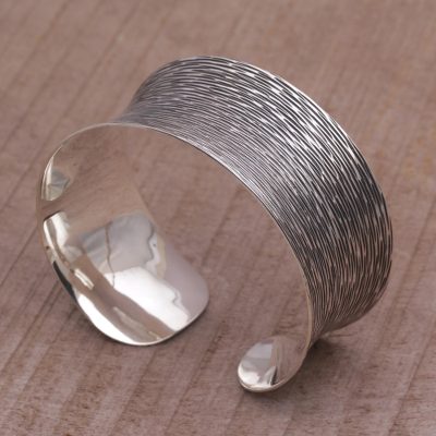Sterling silver cuff bracelet, Dark Rain Blanket