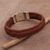 Leather wristband bracelet, 'Kintamani Weave in Brown' - Braided Leather Wristband Bracelet in Brown from Bali thumbail