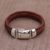 Leather wristband bracelet, 'Kintamani Weave in Brown' - Braided Leather Wristband Bracelet in Brown from Bali (image 2c) thumbail