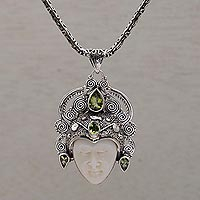 Peridot pendant necklace, 'Bedugul Prince' - Peridot and Sterling Silver Pendant Necklace from Bali