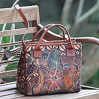 Batik leather handbag Kembang Kawung Indonesia