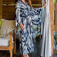 Tie-dyed rayon robe,