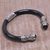 Onyx cuff bracelet, 'Fern Temple' - Onyx and Sterling Silver Cuff Bracelet from Bali (image 2b) thumbail