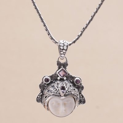 Amethyst pendant necklace, Diamond Warrior