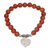 Carnelian beaded stretch bracelet, 'Loving Fantasy' - Red Carnelian Heart Charm Beaded Bracelet from Bali (image 2a) thumbail