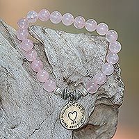 Rose quartz beaded stretch bracelet,